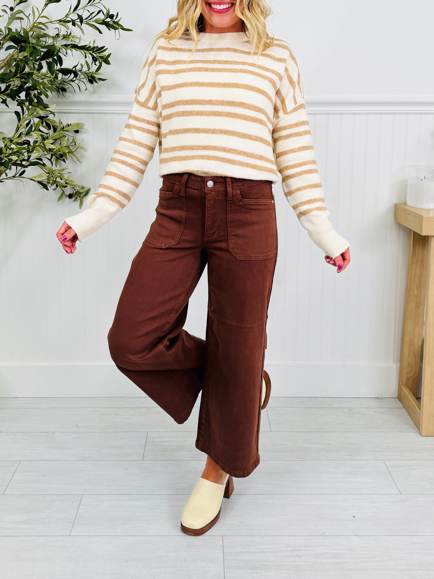 Melt In Your Mouth Chocolate Wide Leg Cropped Jeans