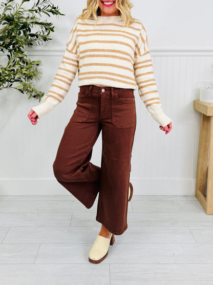 Melt In Your Mouth Chocolate Wide Leg Cropped Jeans