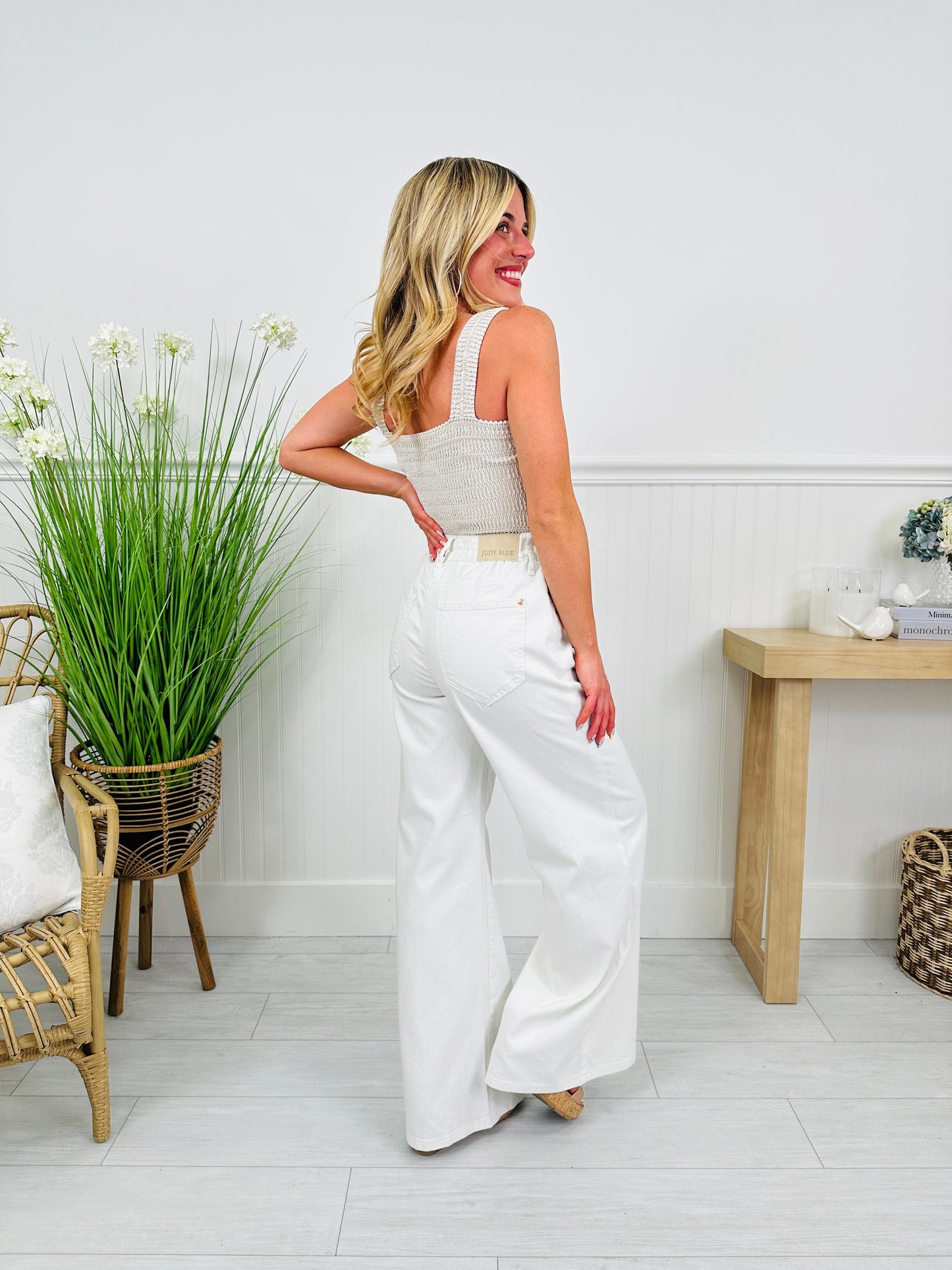 White As a Feather Palazzo Jeans