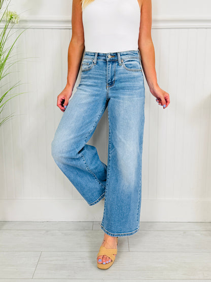 Keep It Simple Ankle Wide Jeans