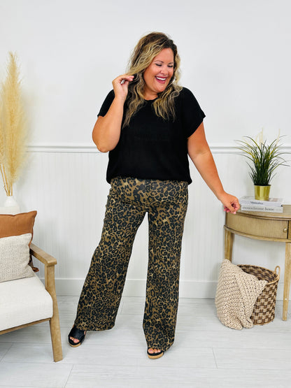 Walk On The Wild Side Retro Wide Leg Leopard Jeans