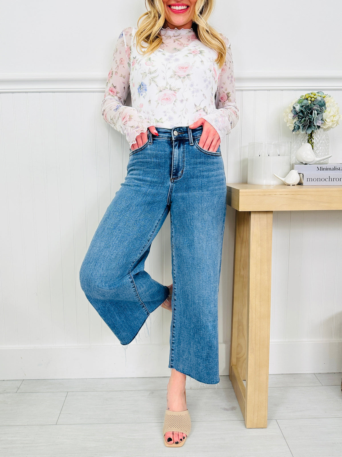 Fresh Start Wide Leg Cropped Jeans