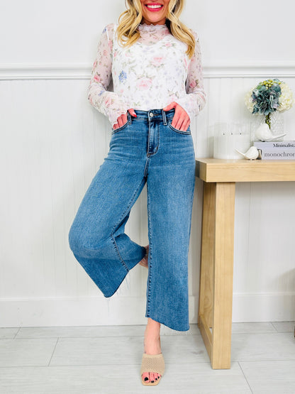 Fresh Start Wide Leg Cropped Jeans
