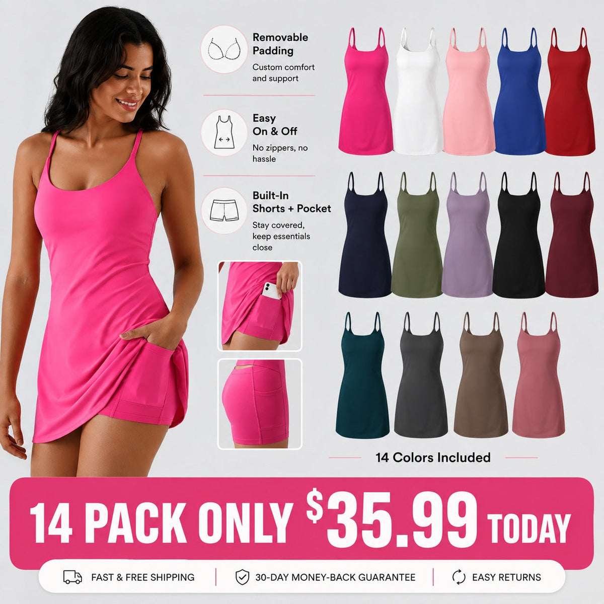 🔥【Must‑Have Pick】Plush Backless Active Dress - Easy Peezy