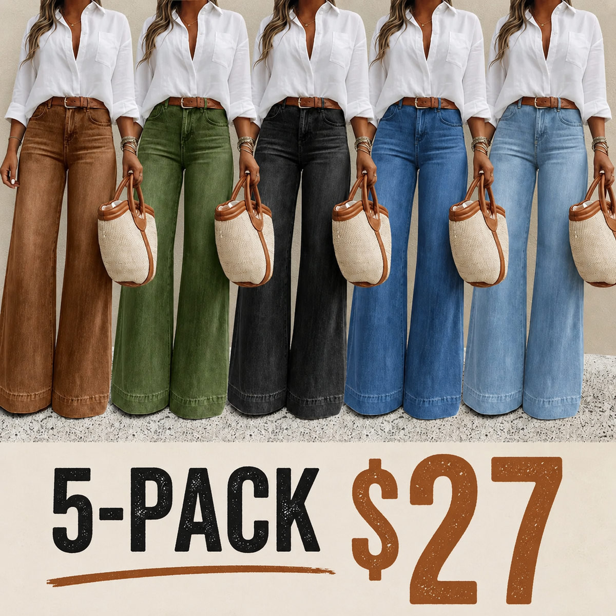 Women's Loose Fit Baggy Oversized Straight Leg Denim Jeans with Pockets