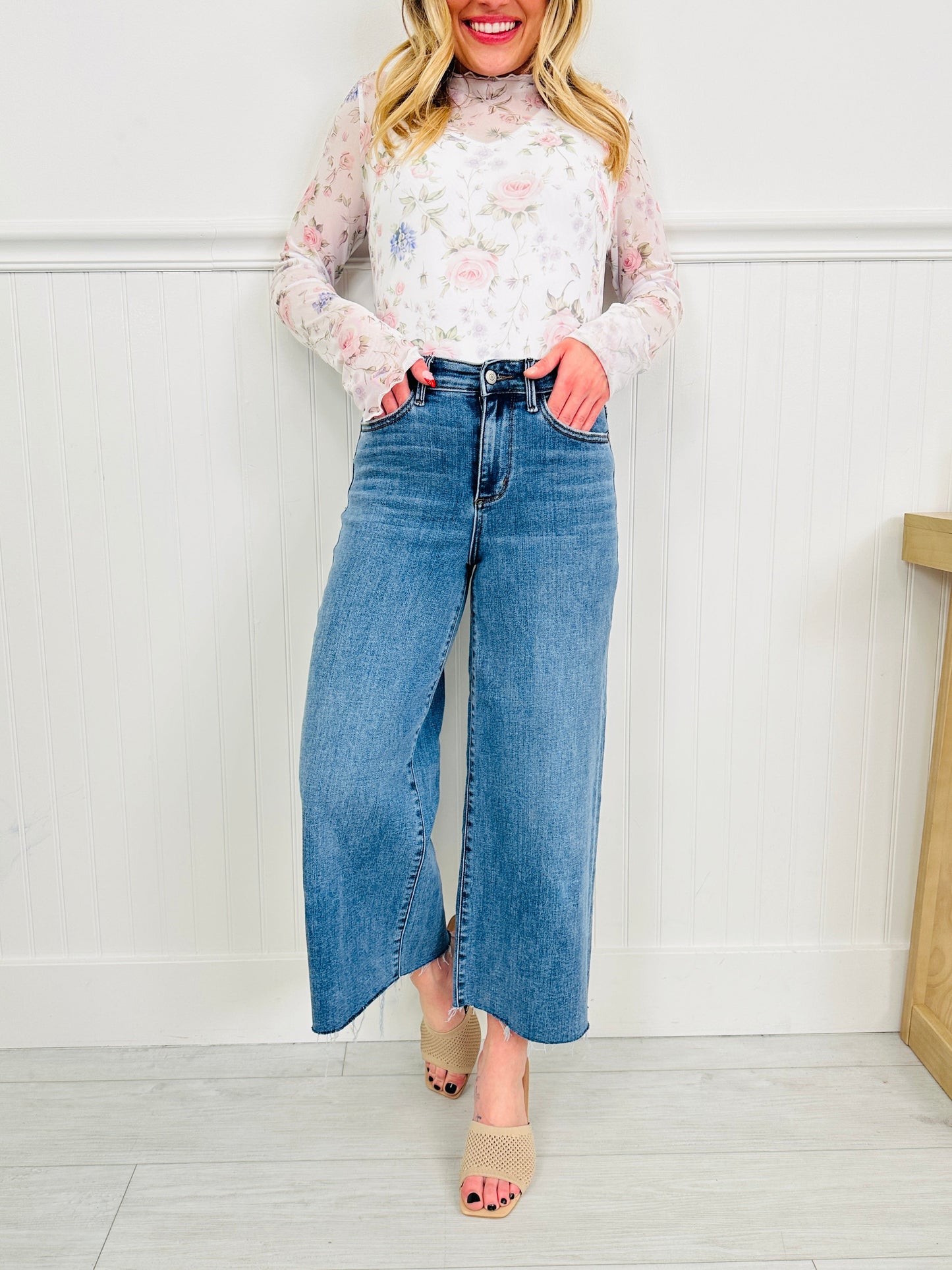 Fresh Start Wide Leg Cropped Jeans