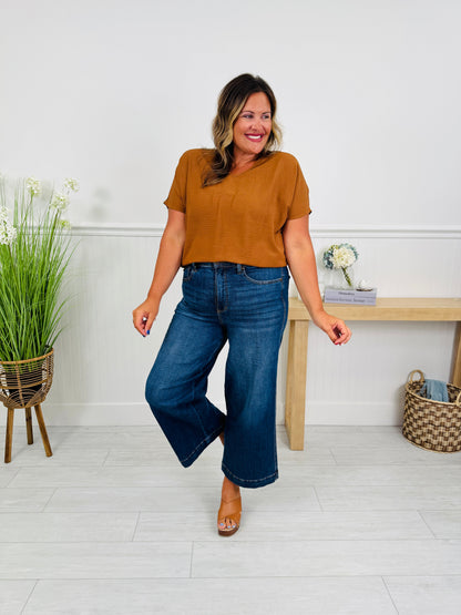 Set The Standard Tummy Control Ankle Wide Jeans