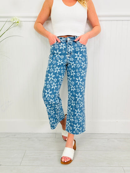 Daisy Daze Cropped Wide Leg Jeans
