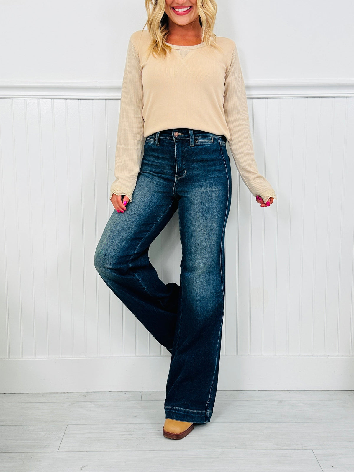 The One For Me Retro Wide Leg Jeans