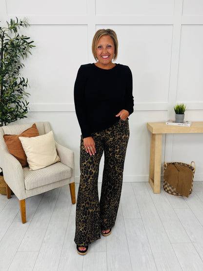 Walk On The Wild Side Retro Wide Leg Leopard Jeans