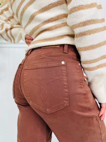 Melt In Your Mouth Chocolate Wide Leg Cropped Jeans
