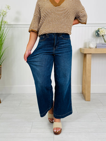 Set The Standard Tummy Control Ankle Wide Jeans