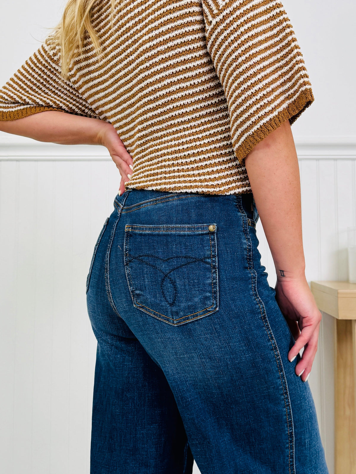 Set The Standard Tummy Control Ankle Wide Jeans