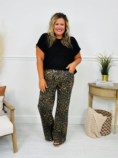 Walk On The Wild Side Retro Wide Leg Leopard Jeans