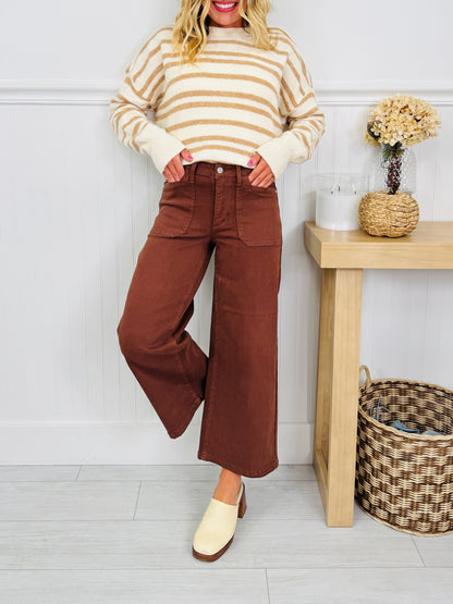 Melt In Your Mouth Chocolate Wide Leg Cropped Jeans