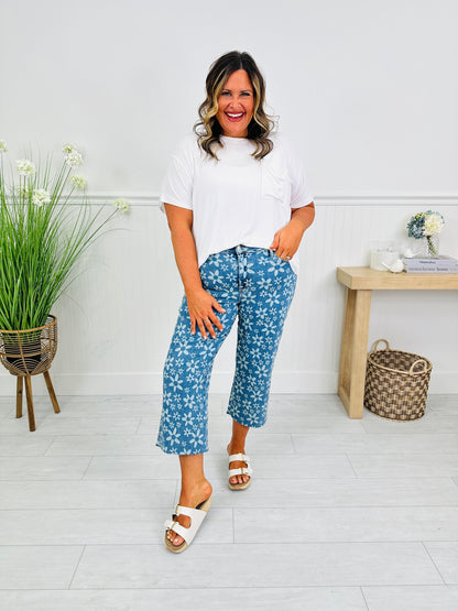 Daisy Daze Cropped Wide Leg Jeans