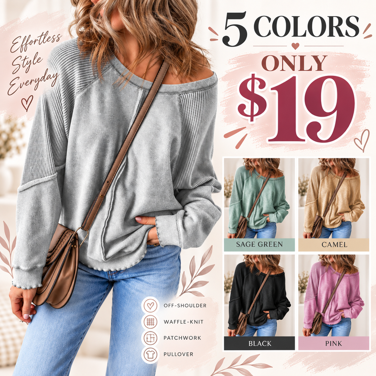 Lena Waffle Pullover