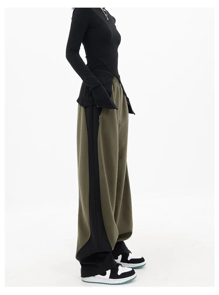Loose Fabric Patchwork Sports Pants