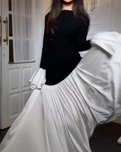 Elegant Ruffle Crewneck Dress