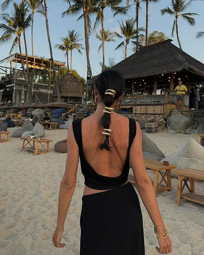 Casual Vacation Vest & Split Skirt Two-Piece Set