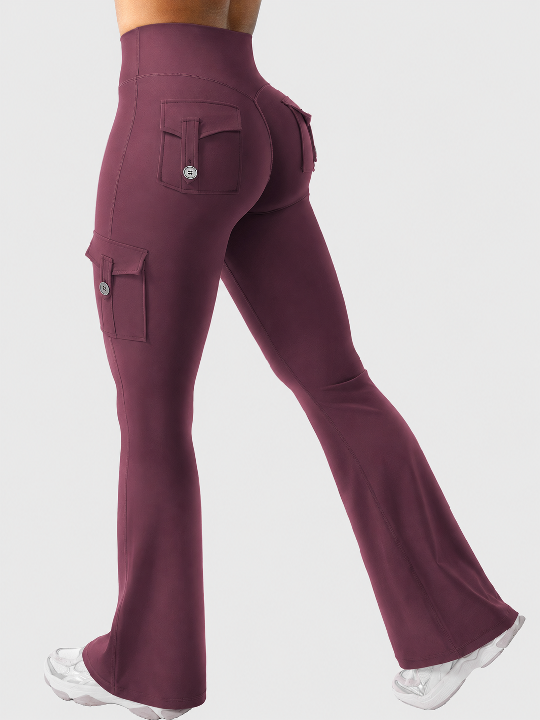 High-Waist Cargo Flare Leggings with Pockets