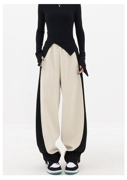 Loose Fabric Patchwork Sports Pants