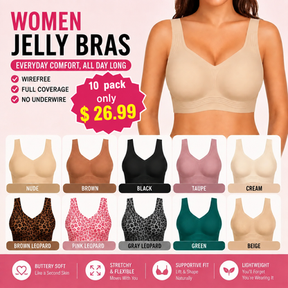 ⌛Limited-Time Offer - Women Jelly Bras Wirefree Full Coverage No Underwire