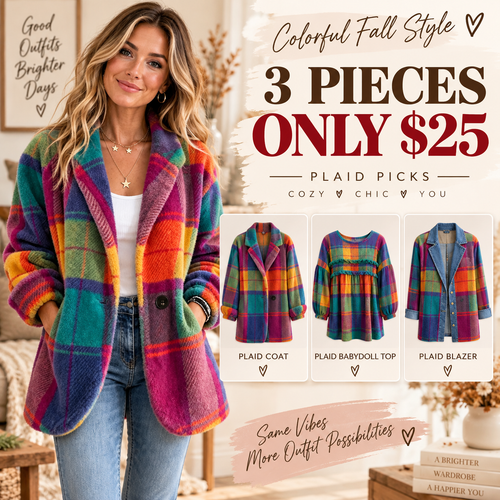 Vintage Elegant Denim Patchwork Plaid Jacket