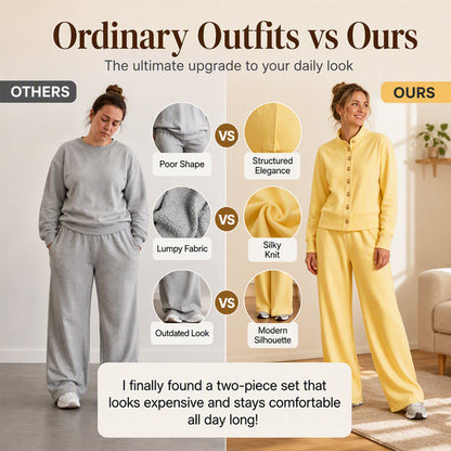 🌸💖Women's Button-Down Cardigan & Wide-Leg Pants Set